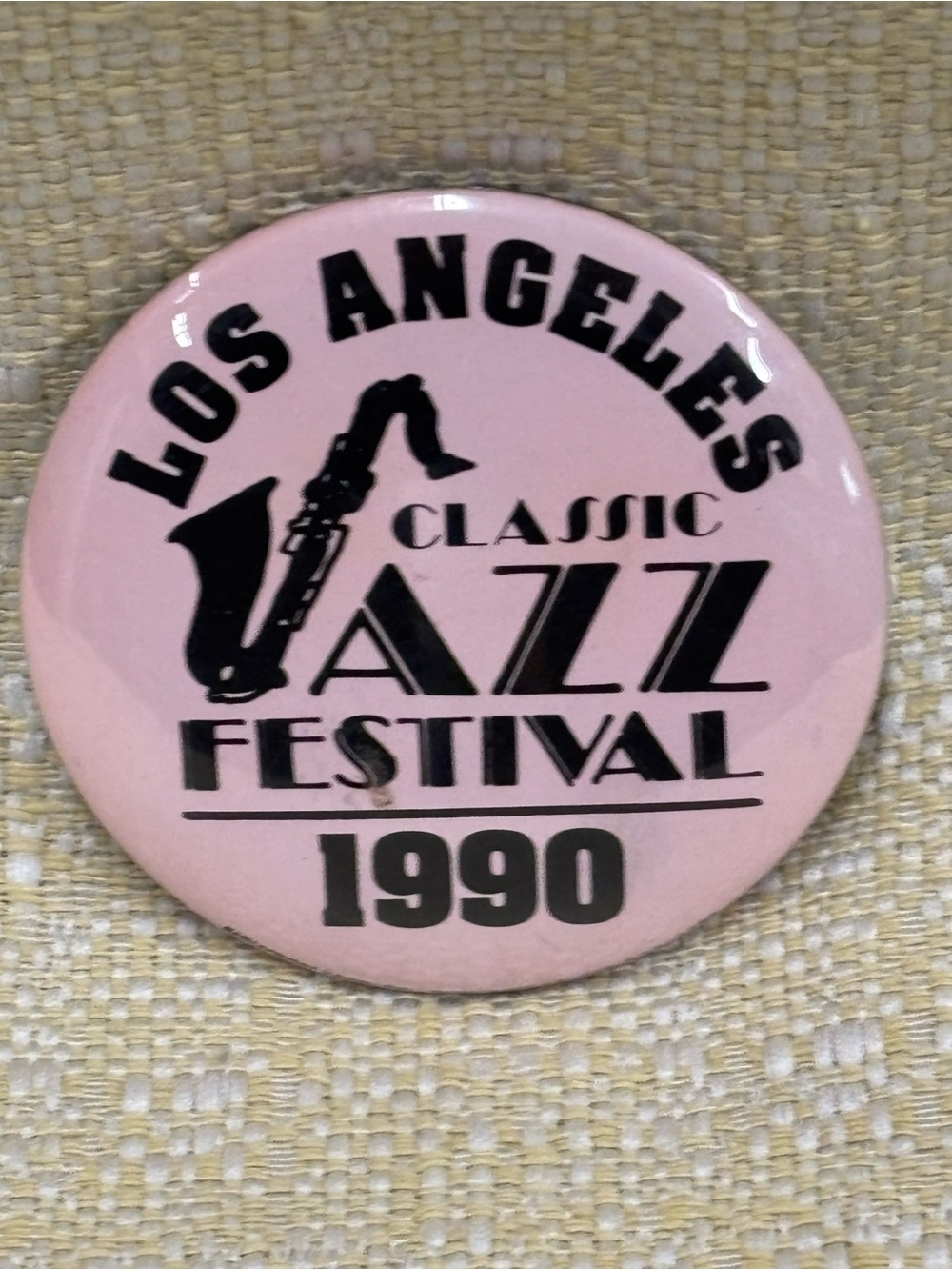 Los Angeles Classic Jazz Festival 1990 Pink Pinback Button